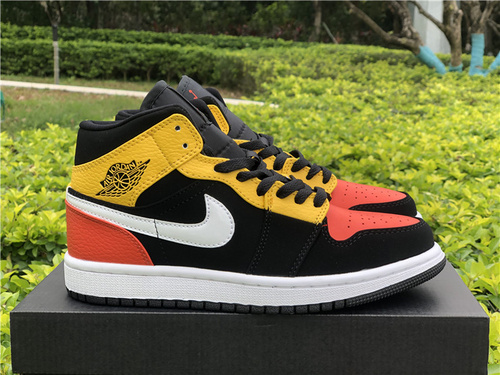 AIR JORDAN 1 MID Gang_ buckle and stitching black red and yellow number 852542-087_ full code shipment 36--46-c1ddba36